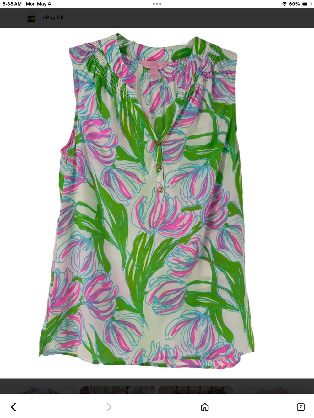 Lilly Pulitzer Sleeveless Floral Shell Top in Pink & Green